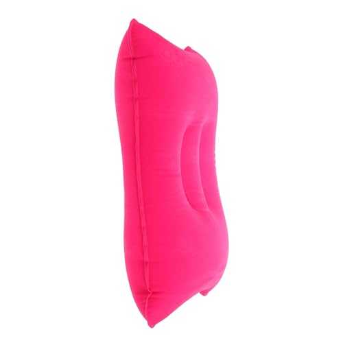 BRIGHTFUFU Inflatable Back Pillow Delicate Airplane Pillow for Travel Outdoor Camping Gear Must Haves Soft Flocked Sleeping Pillow Beach Air Pillow 1PC Rose