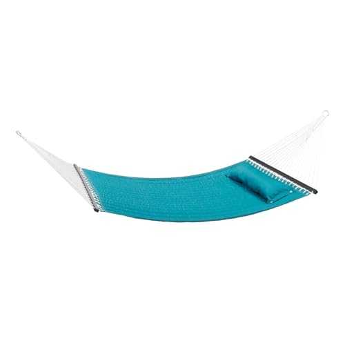 Camping Hammock Outdoor Camping Accessories Teal Quilted Double Hammock With Pillow, Green Color, Material Polyester, Tree Hammock