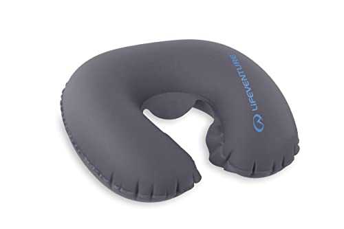 Lifeventure Inflatable Blow Up Neck Pillow For Camping Holiday and Travel Comfort. Compact and Light For Easy Storage, Grey