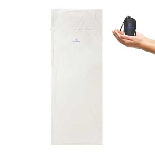 Mountainlodge White Sleeping Bag Liner for Warm Weather Seasons with Carry Bag - Protable,Lightweight and Skin-Friendly Sleeping Bag for Camping,Hiking and Backpacking.