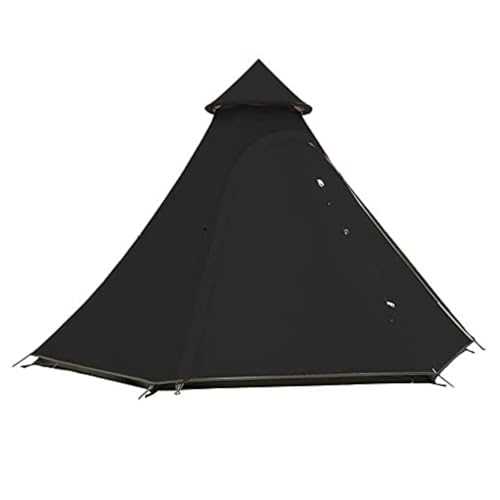 Waterproof Double Layers Teepee Tent Outdoor Camping 3.1M/10Ft Family Tent Pyramids Indian Tent with Fixed Groundsheet,Black