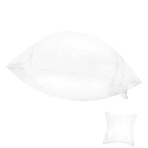 FIXOSHEE Portable Transparent Inflatable Camping Cushion Pillow Insert Lightweight Soft PVC for Outdoor Travel Car Home Office Easy Inflate Deflate Foldable Support