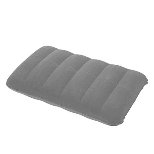 Suxdlan Inflatable Pillow Camping Neck Cushions Lightweight Soft Flocked Travel Blow Up Pillows Indoor kits Gray