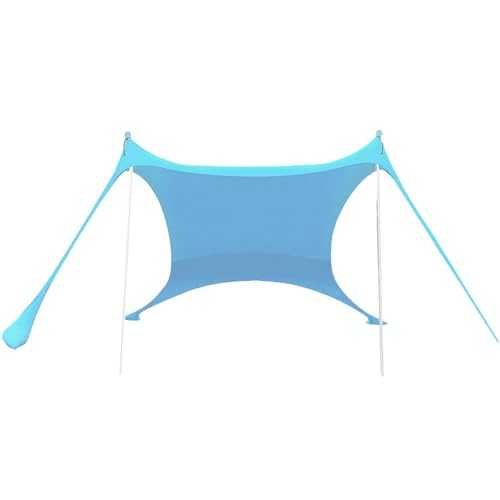 BeachTent Sun Shade, 210 * 170 * 200cm UV Protection Sun Shelter Tent Canopy, UV Protection Stable UPF50 Sun Shade with 4 Poles for Lake, Beach, Backyard, Summer, Fishing, Garden, Field