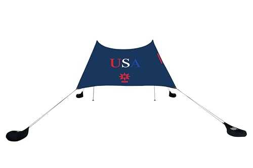 Neso Beach Tent with Sand Anchor, Portable Canopy, Sun Shelter, 7x7ft, Patented Reinforced Corners (Red/White/Blue) NT1