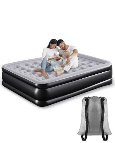 Inflatable Mattress, 203x157x47cm Air Bed Double With Built In Pump, 3 Mins Fast Inflation Blow Up Bed Double, Headrest Design Queen Size Airbed, Air Mattress, Inflatable Beds For Home Camping Travel