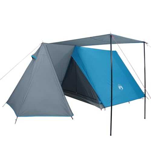 vidaXL Camping Tent for 3 Persons - Blue 185T Taffeta with PU Coating, Water-Resistant, Easy Setup, Good Ventilation & Portable with Carry Bag