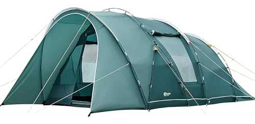 Portal Luxury 6 Man Tent Large Family Tent with Living Area 2 Bedroom Dividable 3000mm Waterproof 5 Man Camping Tent Tall Satnding up Tent with Sewn-in Groundsheet 5-6 Person Tunnel Tent 4 Season