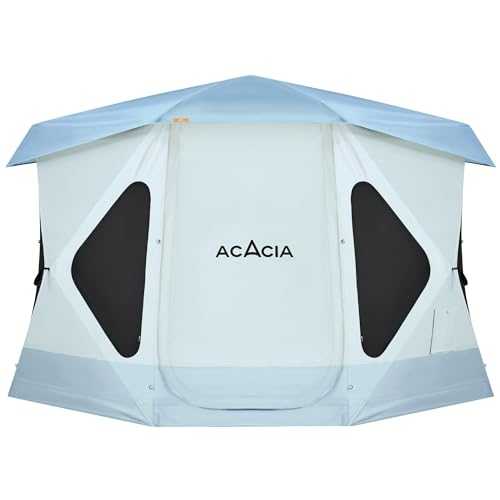 Space Acacia Tent XL, 4 to 6 Person Spacious Large Camping Tent with 2 Doors and 8 Windows, Waterproof Windproof Portable Popup Easy Setup Hub Tent for Family Camping, Hiking, Beach