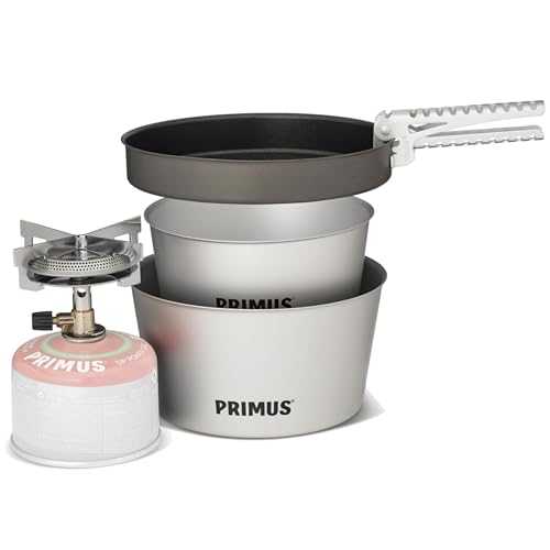 Primus Gas Stove Camping Cooking Set - Mimer Stove Kit II - Camping Cookware Kit with Gas Burner, Camping Pan & 2x Camping Pot - Camping Cooking Equipment - Camping Stove Set - Camping Pan Set