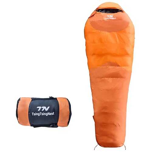 TsingTsingNest Backpacking Sleeping Bag 3 Season 20F Fill 21 Ounces of Duck Down 650Fill Power Duck Down Sleeping Bag Ultralight Camping Gear Equipment Traveling Campers and Outdoors