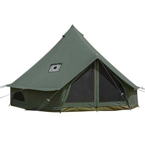 VANFOND Canvas Bell Tent with Stove Jack - Waterproof and Breathable Yurt, Glamping Tent with Detachable Groundsheet for Camping Party