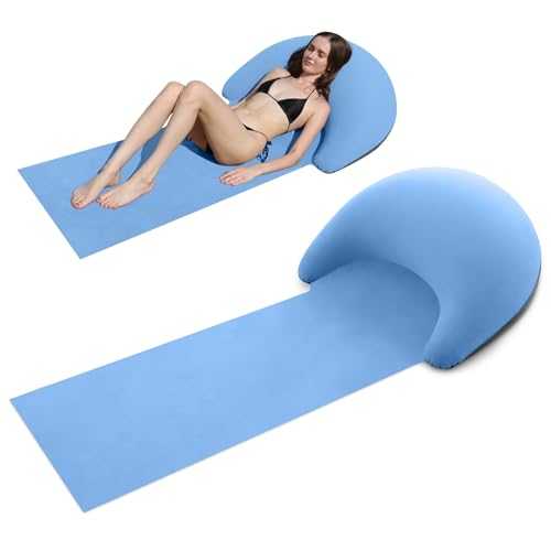 ROUSKY Beach mat with Inflatable Pillow, Portable mat, 70X30Inch (Blue)