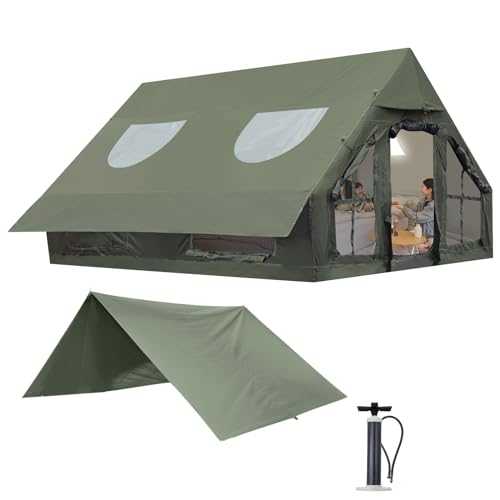 Inflatable Camping Tent with Pump, 13 * 9.8 * 7 FT Inflatable Tent