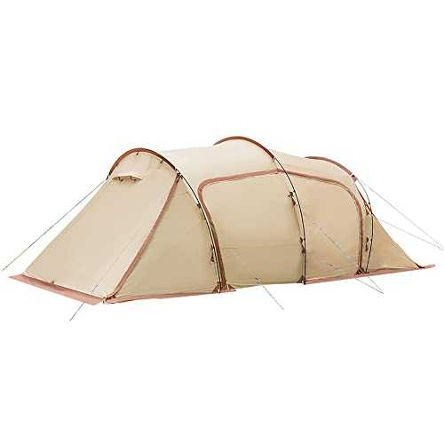 Camping Tent with Porch for 4 Person, Family Tunnel Tent Easy Setup Large Instant Cabin Tent for Backpacking Bikepacking Survival Hiking Mountaineering