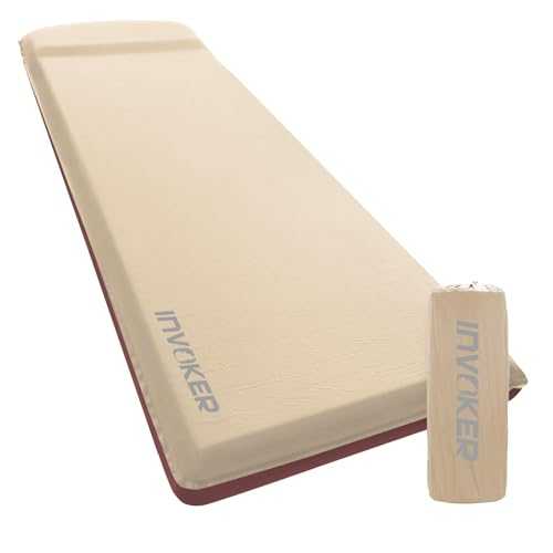 INVOKER Self-Inflating Camping Sleeping Pad, 3.1" Ultra-Thick Foam Insulated Durable Camping Mat Air Mattress with Pillow, for Tent, Car, Camping, Travel, Picnic, Khaki with Pink-Orange