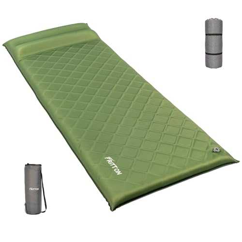 FRITTON Ultra Thick Self Inflating Sleeping Pad, Fast Inflating 3.15” Camping Mattress with Memory Foam, Portable Camping Mat with Pump Sack & Pillow, Sleeping Pad for Camping, Tent, Car, 4 Season