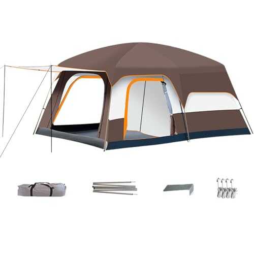 Camping Tent Cabin, Family Shelter Tent, Multi Room Windproof Portable, Outdoor Backpacking Hiking Gear, Trail Travel Canopy for Beach Picnic Trekking Climbing, 122.05x82inch