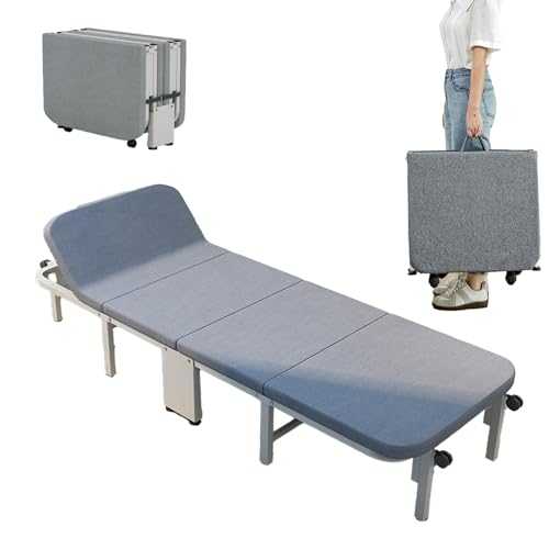 MDDKOP Folding Bed with Mattress for Adults, Upgraded Portable Foldable Roll Away Bed on Wheels, Camping Cot for Adults, Space Saving Fold Up for Easy Storage Portable Bed for Adults(180x70CM)