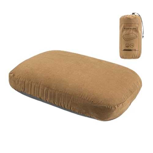 Camping Memory Foam Pillow, Lightweight Portable Compressible Pillow With Washable Cover - Ergonomic Design, Soft And Comfortable, Sleeping Accessary For Travel, Camping, Hiking (Light Coffee)