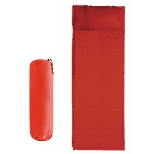 Ultralight Self-Inflating Camping Pad Mat, Inflatable Mattress with Pillow, Portable Automatic Inflatable Outdoor Mattress for Camping and Nap,Red,Single