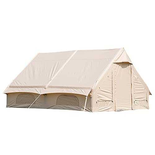 8 Person Inflatable Glamping Bell Tent Waterproof Oxford Canvas Easy Setup Large Family Camping Tent for 4 Season Outdoor Hiking