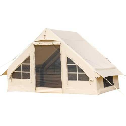 Air Tent 4 Season Inflatable Tent, 5-6 Person Outdoor Glamping Cabin Tents With Stove Jack & Mesh Windows, Easy Setup Waterproof Oxford Tents