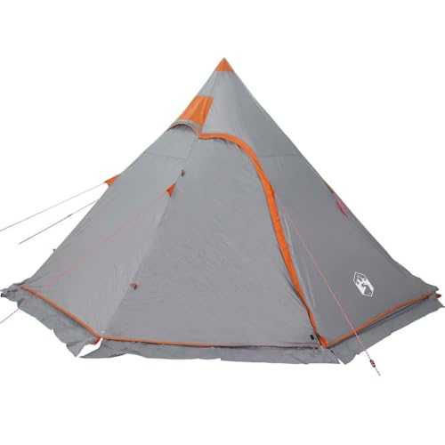 vidaXL Camping Tent Tipi – 5-Person Waterproof Dome, Lightweight & Wind Resistant with Carry Bag & Sun Canopy, Grey