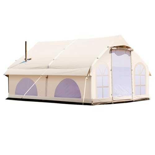 Luxury Inflatable Camping Tent House 5-8 Person with Mesh Windows & Doors Hot Tent with Stove Jack - 4 Season Family Glamping Tents - Air Blow Up Tent Cabin