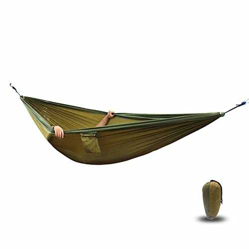 ETZRYSYB Hammock 2 Person Parachute Hammock Lightweight Portable Hanging Bed Durable Camping Travel(Grey yellow)