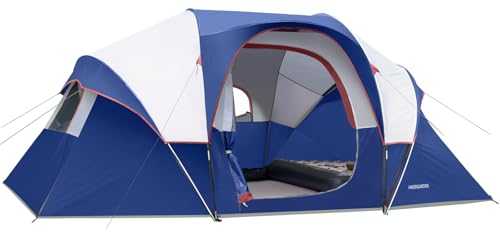 HIKERGARDEN 10 Person Camping Tent - Portable Large Family Tent for Camp, Windproof Fabric Dome Tent Outdoor for Hiking, Backpacking, Traveling (Navy Blue)