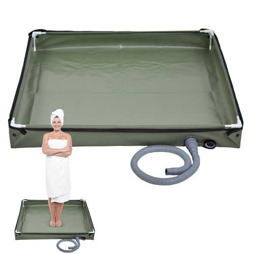Portable Shower Tray, Portable Temporary Shower Enclosure with Drainage - Washing Tray for Tent, Awning, Pets and Motorhome