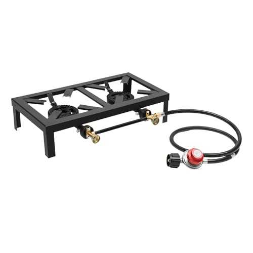 Camping Stove Camping Double Burner Stove Portable Gas Cooker 2 Burner 8000W Commercial Hob With 3.9Ft Regulator Hose For Outdoor Camp Picnics Hiking Barbecues Rvs,18.90 * 9.84 * 4.53In