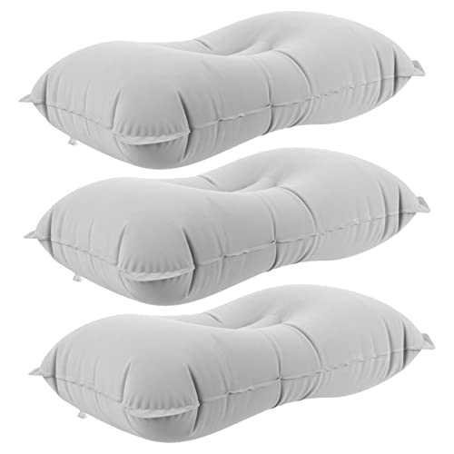 NULYLU 3Pcs Inflatable Camping Pillow Set Ergonomic Travel Pillow for Outdoor Use Household Inflatable Cushion Flocked Design Size Color