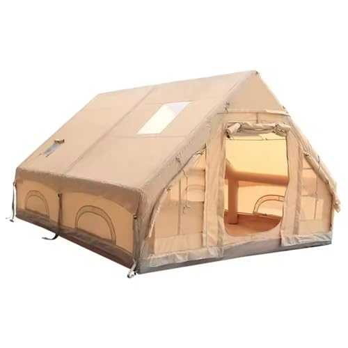 Full Bloom Inflatable Tent for Camping 6~8 People Large Blow Up Air Tents House, Luxury Tent, Waterproof Oxford，4 Seasons Oxford Cabin Tent with Mesh & Chimney Window.
