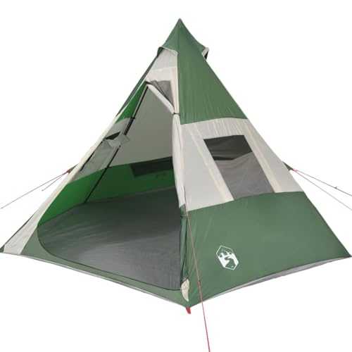 vidaXL Camping Tent for 7 Persons - Dome Canopy, Lightweight Green, Water-Resistant 185T Taffeta, Mesh Sidewalls, E-port, Easy Setup