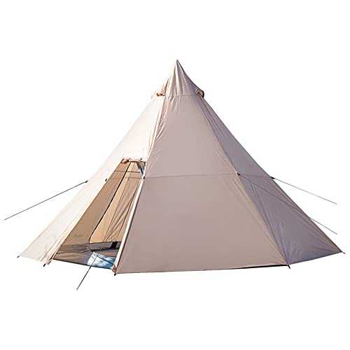 Outdoor Indian Tent Ultralight Teepee Tent Family Pyramid Tent for Backpacking, Camping, Hiking, Bushcraft, Travel, Winter Camping (Khaki 460X460X300CM) (White 340X290X200CM)