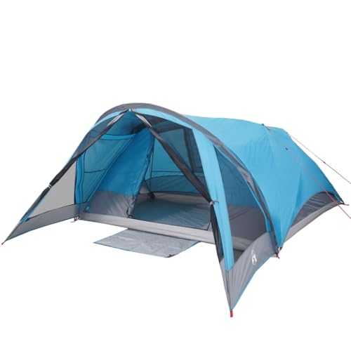 vidaXL Family Tent Cabin 6-Person Blue Waterproof Easy Setup with Removable Rainfly and Electrical Access