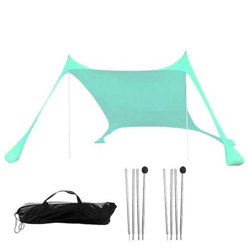 Beach Shelter Canopy - Beach Tent Sun Shelter with Upf 50+ Protection, 4 Sandbags Shade Canopy for Camping | Water Repe llent Tent, Ground Pegs Stability Poles Family Vacation, 4-8 Persons