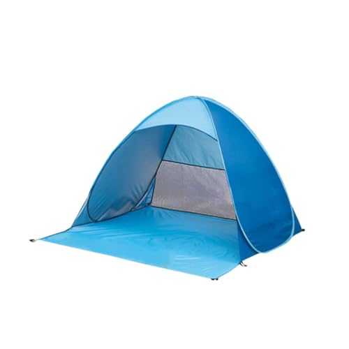 POPETPOP Portable Automatic Instant Beach Tent for Adults Lightweight UV Protection Folding Sun Shelter Easy Setup Blue Tent for Camping Fishing and Outdoor Activities