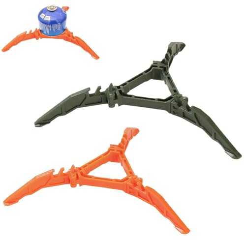 2 Pack Gas Canister Stand, Fuel Canister Stabilizer Portable Folding Mini Stand Holder Tripod Support Bracket for Outdoor Camping Cartridge Canister Tripod (Orange + Army Green)