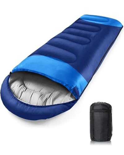 Camping Sleeping Bag Ultralight 4-Season Sleeping Bag for One Person Warm Lightweight Ideal for Indoor and Outdoor Use Kids Teenagers Adults during Hiking Backpacking Camping Waterproof Easy to Carry