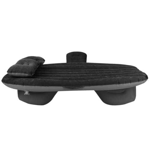 Car Inflatable Bed, Durable and Sturdy Car Air Mattress High Bearing Capacity Soft Flocked PVC for Outdoor for Car for Camping(black)