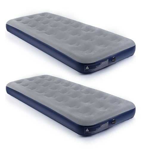 QDH Camping Air Mattress Inflatable Air Bed Flocked Surface Travel Bed Sleeping Pad Air Bed for Outdoor Camping Tent Guest Travelling（Navy Blue,2 PCS）