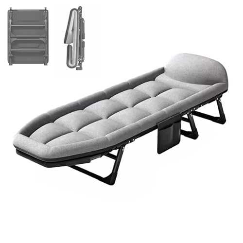 WXQZHF Folding bed Portable Folding Bed for Adults Camping Cot for Adults 6 Position Adjustable Backrest, Supports 250kg Perfect for Camping Pool Beach Patio(6 Legs/8 Legs)(175 * 55 * 40cm)