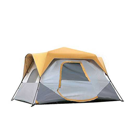 BPHUI Camping Tent Semi-automatic Pop Up Camping Tent 6 8 Person with 1 Door&3 Mesh Windows Instant Tent for Outdoor Hiking Lightweight Easy Set Up (Color : Yellow, Size : 6 person)