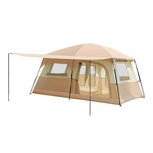 gazebo with sides， Travel Camping Tent with 2 Rooms Large Family Cabin Tent Breathable and Rainproof for Outdoor Camping Hiking Backpacking Beach