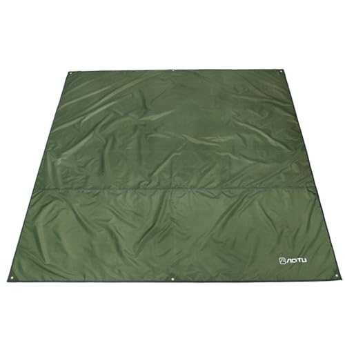 Azarxis Camping Tent Tarp Waterproof Tarpaulin Groundsheet Sunshade Awning Hammock Canopy Footprint Ground Sheet Rain Fly Shelter Blanket Mat (Army Green, S - 150 cm x 220 cm)