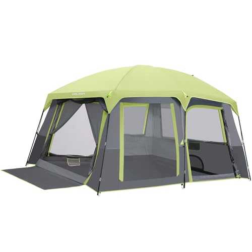 CAMEL CROWN Camping Tents 10 Person Family Cabin Tent with 2 Doors and 4 Windows Large Multiple Room Tent with Floor Mats Tents for Camping Outdoor Hiking