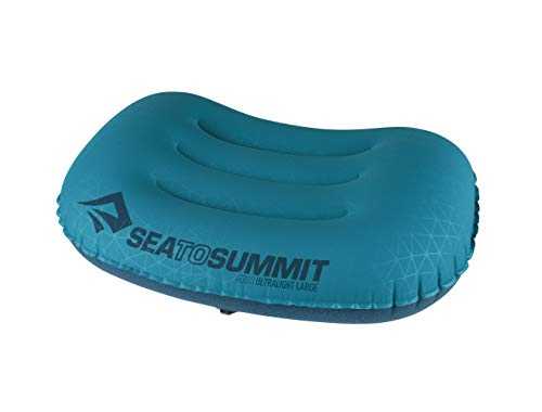 Sea to Summit - Aeros Ultralight Pillow L - Lightest Curved Inflatable Travel Pillow - Stretch-Knit 20D Polyester - Lock System - For Ultralight Backpacking - 44 x 32 x 14cm - Aqua Blue - 70g